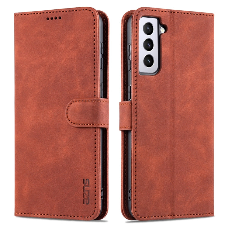 For Samsung Galaxy S21 5G AZNS Skin Feel Calf Texture Horizontal Flip Leather Case with Card Slots & Holder & Wallet