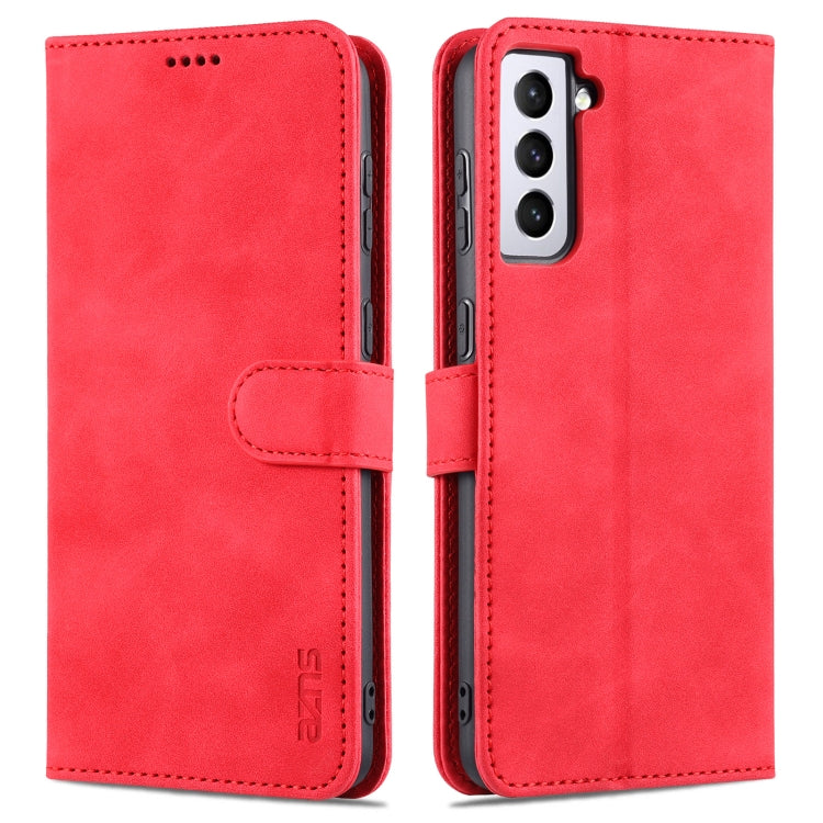 For Samsung Galaxy S21 FE 5G AZNS Skin Feel Calf Texture Horizontal Flip Leather Case with Card Slots & Holder & Wallet