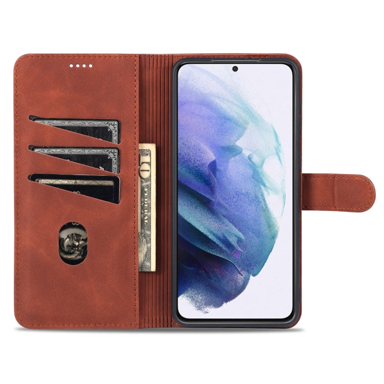 For Samsung Galaxy S21 FE 5G AZNS Skin Feel Calf Texture Horizontal Flip Leather Case with Card Slots & Holder & Wallet