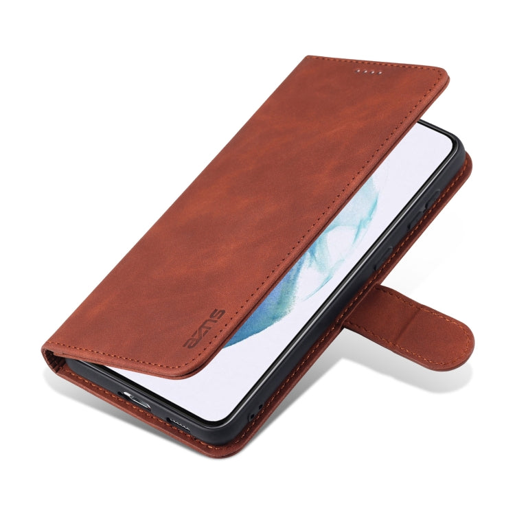 For Samsung Galaxy S21 FE 5G AZNS Skin Feel Calf Texture Horizontal Flip Leather Case with Card Slots & Holder & Wallet