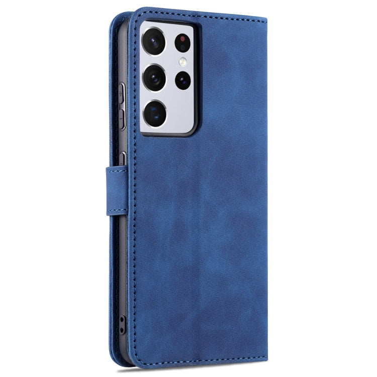For Samsung Galaxy S21 Ultra 5G AZNS Skin Feel Calf Texture Horizontal Flip Leather Case with Card Slots & Holder & Wallet