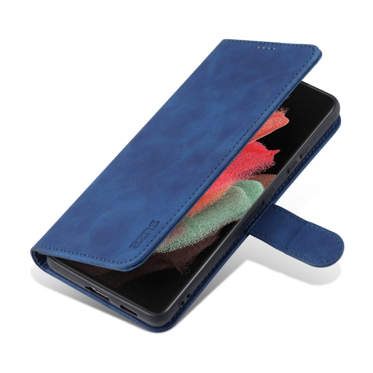 For Samsung Galaxy S21 Ultra 5G AZNS Skin Feel Calf Texture Horizontal Flip Leather Case with Card Slots & Holder & Wallet