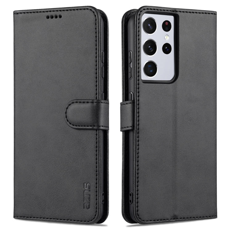 For Samsung Galaxy S21 Ultra 5G AZNS Skin Feel Calf Texture Horizontal Flip Leather Case with Card Slots & Holder & Wallet