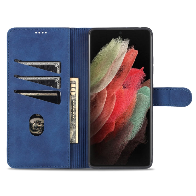 For Samsung Galaxy S21 Ultra 5G AZNS Skin Feel Calf Texture Horizontal Flip Leather Case with Card Slots & Holder & Wallet