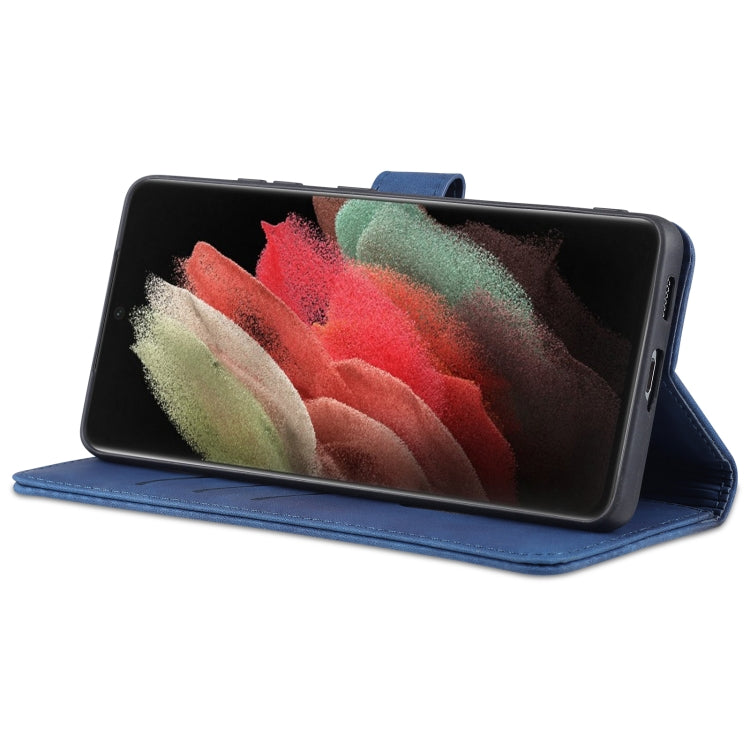 For Samsung Galaxy S21 Ultra 5G AZNS Skin Feel Calf Texture Horizontal Flip Leather Case with Card Slots & Holder & Wallet