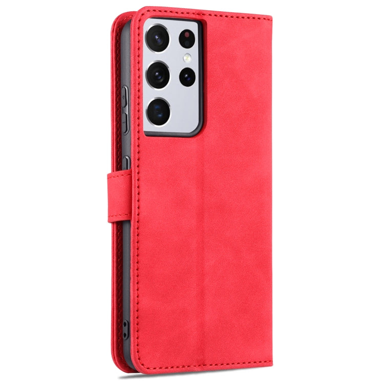 For Samsung Galaxy S21 Ultra 5G AZNS Skin Feel Calf Texture Horizontal Flip Leather Case with Card Slots & Holder & Wallet