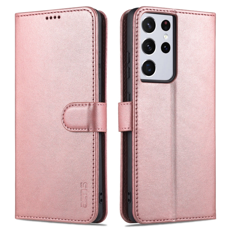For Samsung Galaxy S21 Ultra 5G AZNS Skin Feel Calf Texture Horizontal Flip Leather Case with Card Slots & Holder & Wallet