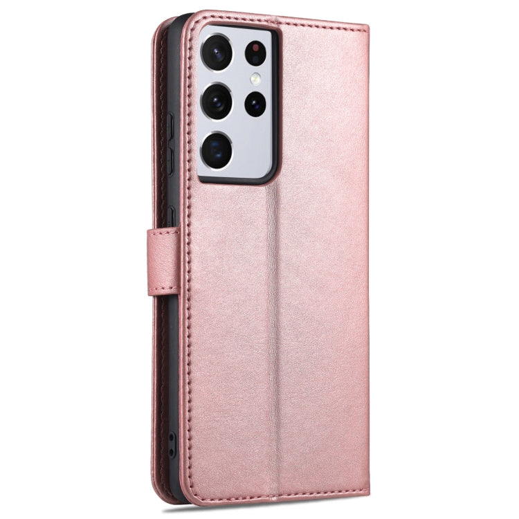 For Samsung Galaxy S21 Ultra 5G AZNS Skin Feel Calf Texture Horizontal Flip Leather Case with Card Slots & Holder & Wallet