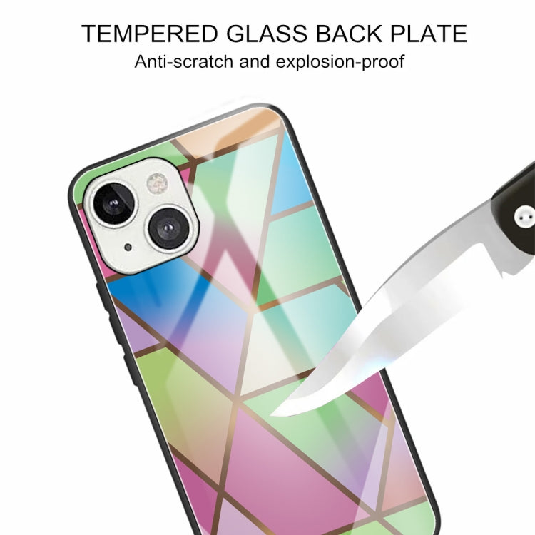 For iPhone 13 Abstract Marble Pattern Glass Protective Case