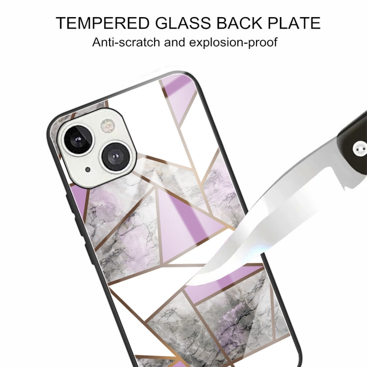 For iPhone 13 Abstract Marble Pattern Glass Protective Case