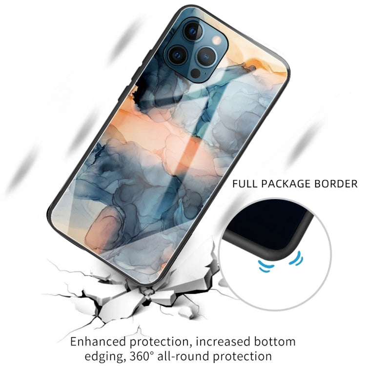 For iPhone 13 Pro Abstract Marble Pattern Glass Protective Case