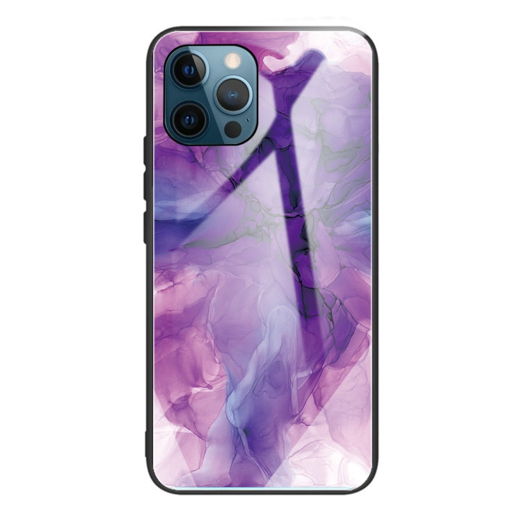 For iPhone 13 Pro Abstract Marble Pattern Glass Protective Case