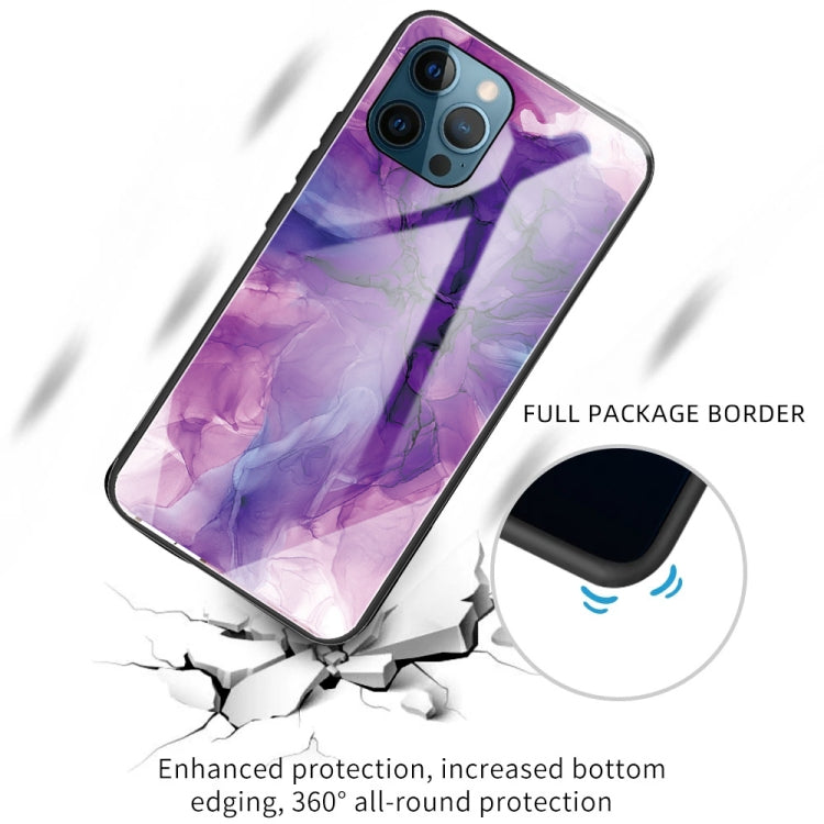 For iPhone 13 Pro Abstract Marble Pattern Glass Protective Case