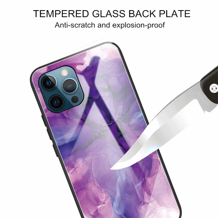For iPhone 13 Pro Abstract Marble Pattern Glass Protective Case