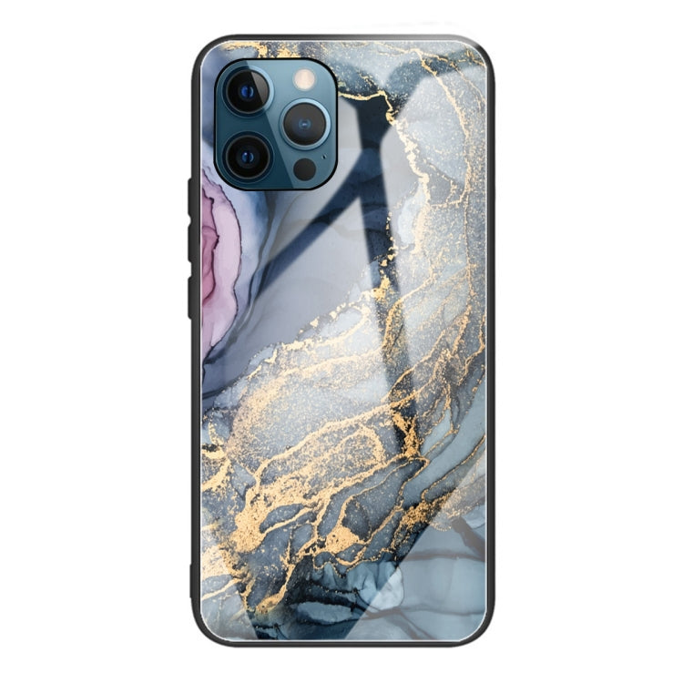 For iPhone 13 Pro Abstract Marble Pattern Glass Protective Case
