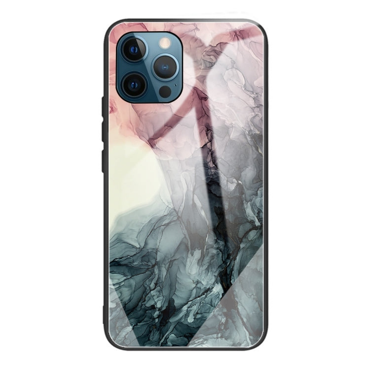 For iPhone 13 Pro Abstract Marble Pattern Glass Protective Case