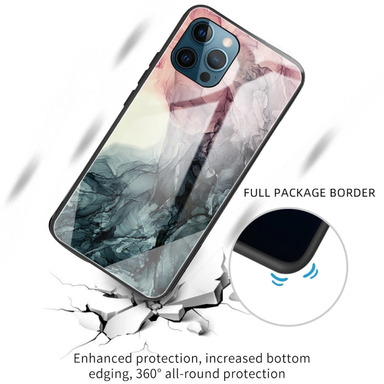 For iPhone 13 Pro Abstract Marble Pattern Glass Protective Case