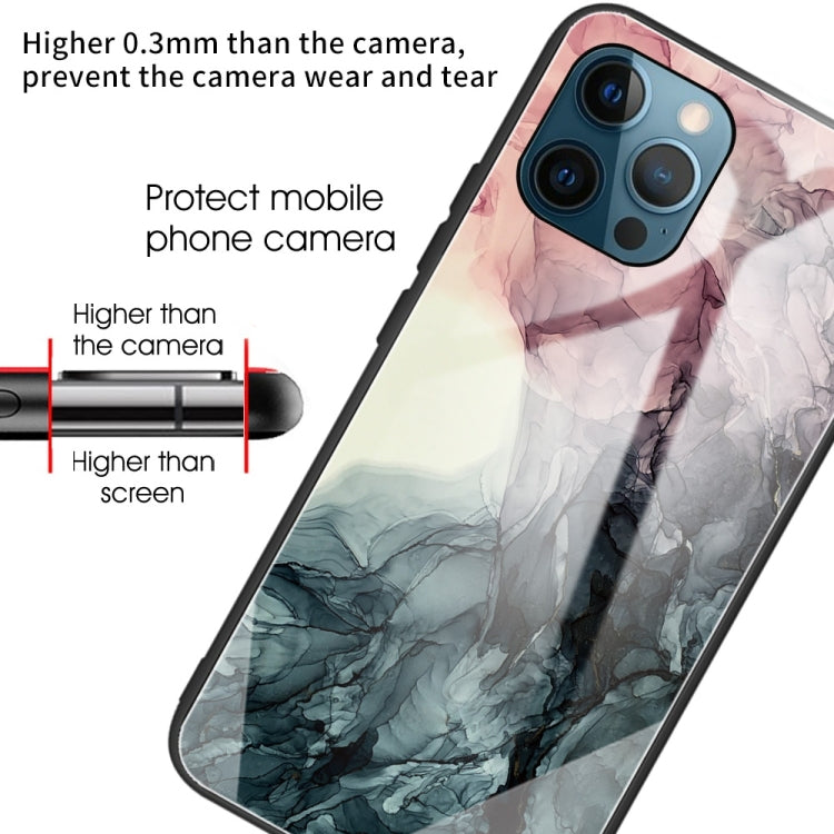 For iPhone 13 Pro Abstract Marble Pattern Glass Protective Case
