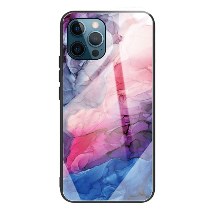 For iPhone 13 Pro Abstract Marble Pattern Glass Protective Case