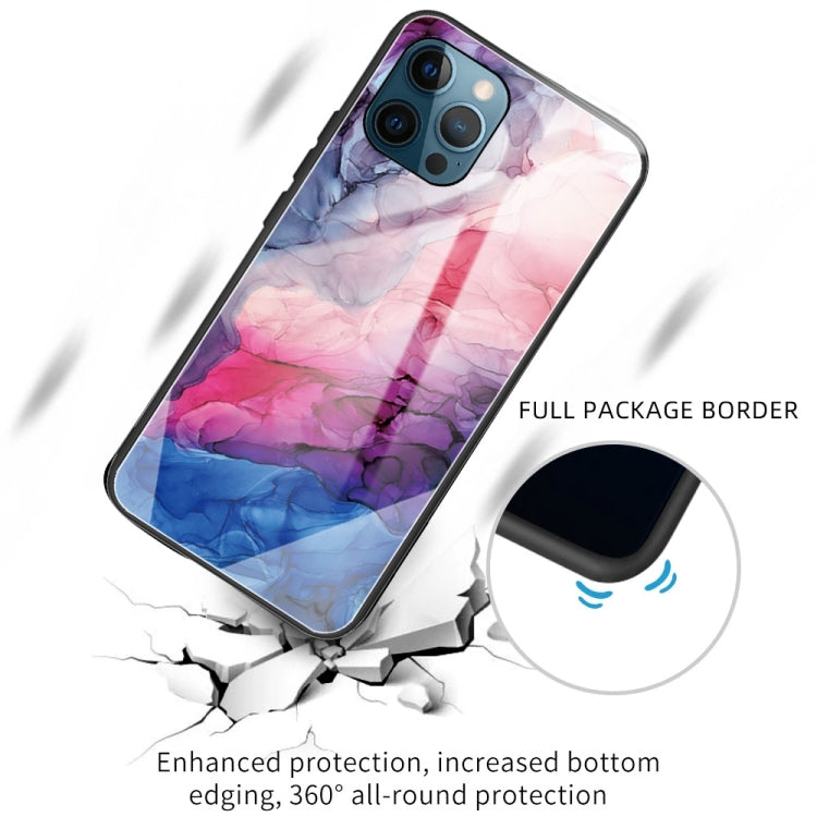 For iPhone 13 Pro Abstract Marble Pattern Glass Protective Case
