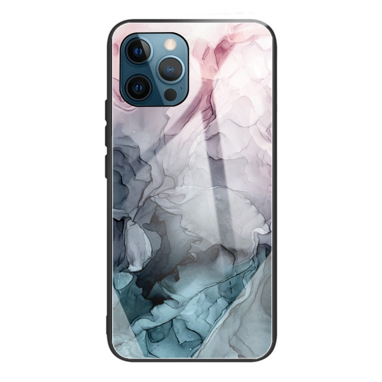 For iPhone 13 Pro Abstract Marble Pattern Glass Protective Case