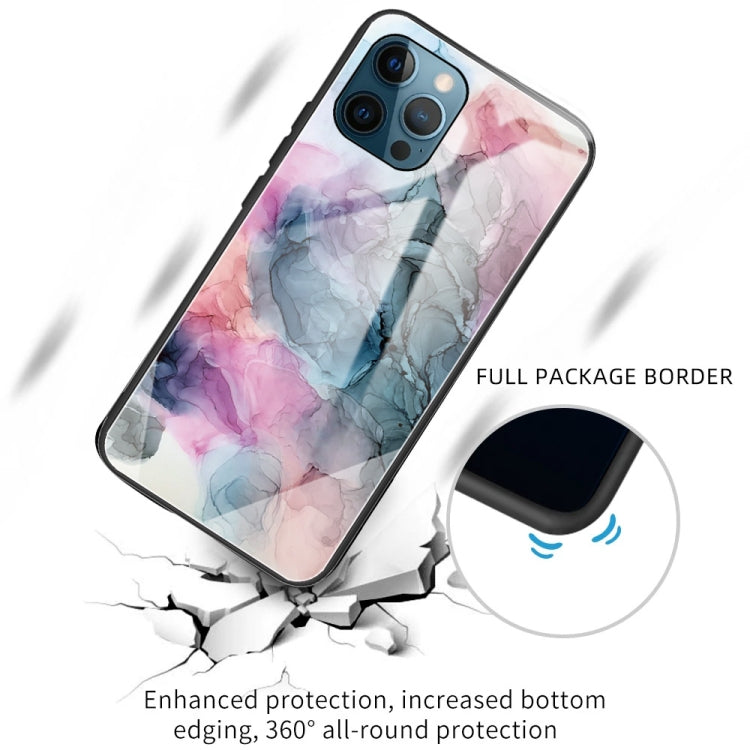 For iPhone 13 Pro Abstract Marble Pattern Glass Protective Case