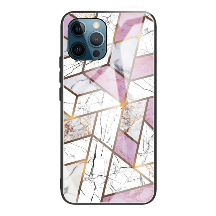 For iPhone 13 Pro Abstract Marble Pattern Glass Protective Case
