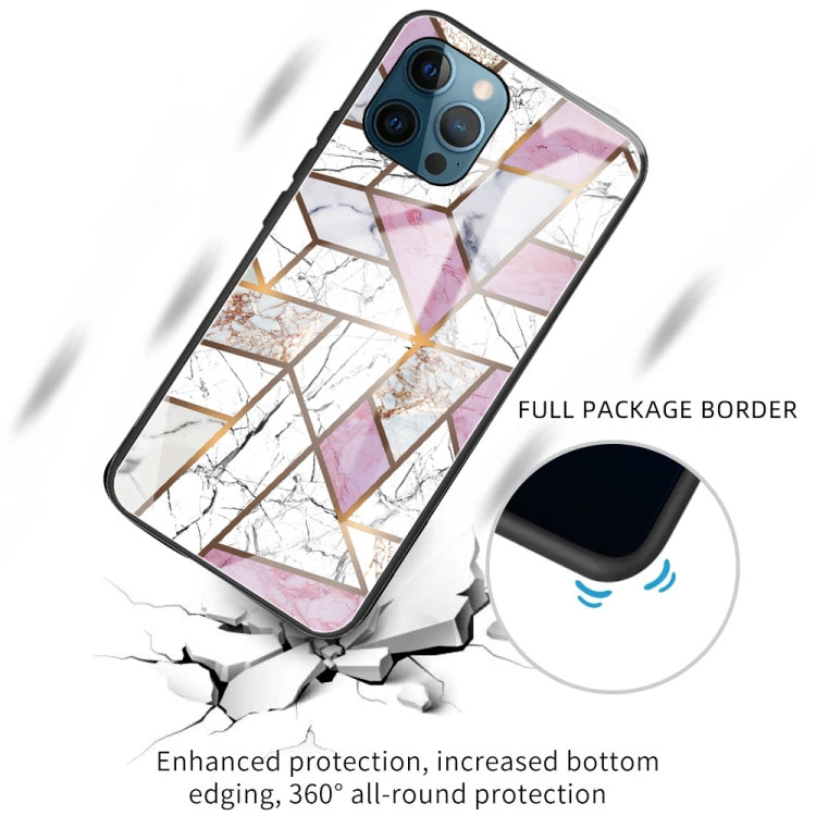 For iPhone 13 Pro Abstract Marble Pattern Glass Protective Case