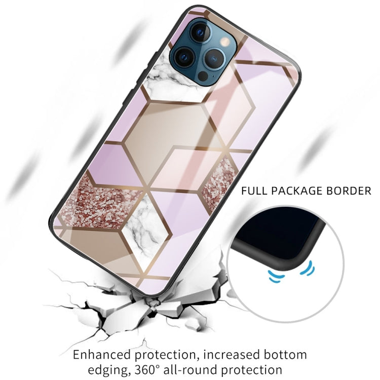 For iPhone 13 Pro Abstract Marble Pattern Glass Protective Case