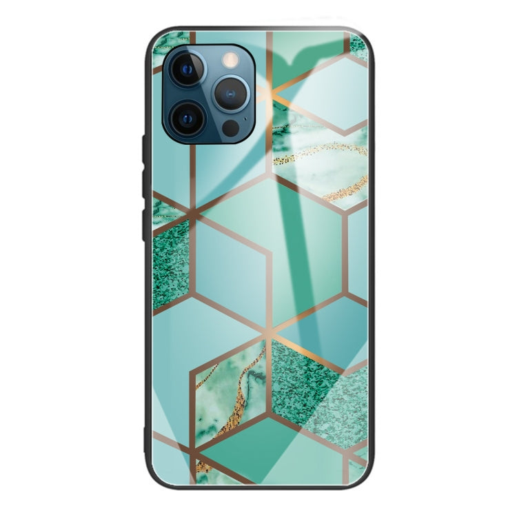For iPhone 13 Pro Abstract Marble Pattern Glass Protective Case