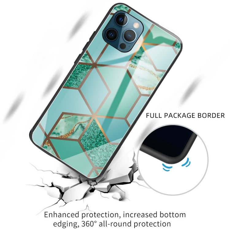 For iPhone 13 Pro Abstract Marble Pattern Glass Protective Case