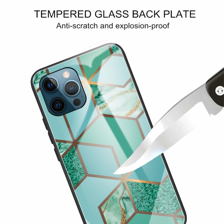 For iPhone 13 Pro Abstract Marble Pattern Glass Protective Case