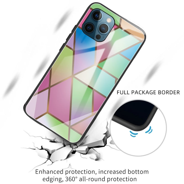 For iPhone 13 Pro Abstract Marble Pattern Glass Protective Case