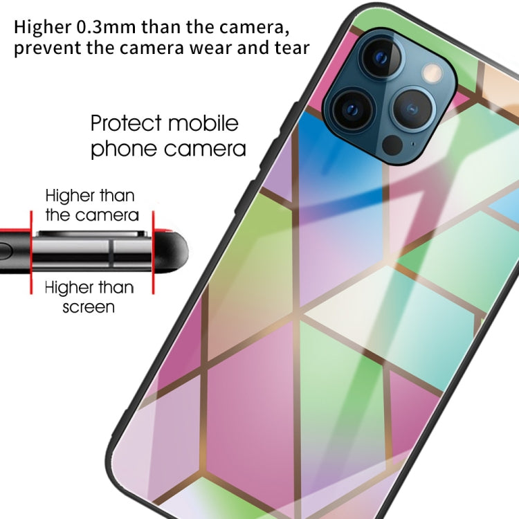 For iPhone 13 Pro Abstract Marble Pattern Glass Protective Case