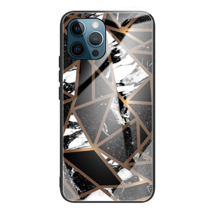 For iPhone 13 Pro Abstract Marble Pattern Glass Protective Case