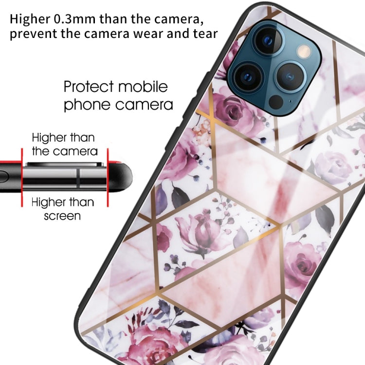 For iPhone 13 Pro Abstract Marble Pattern Glass Protective Case