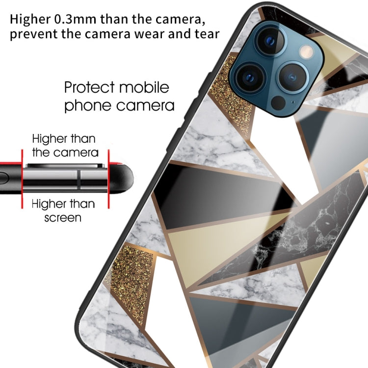 For iPhone 13 Pro Abstract Marble Pattern Glass Protective Case