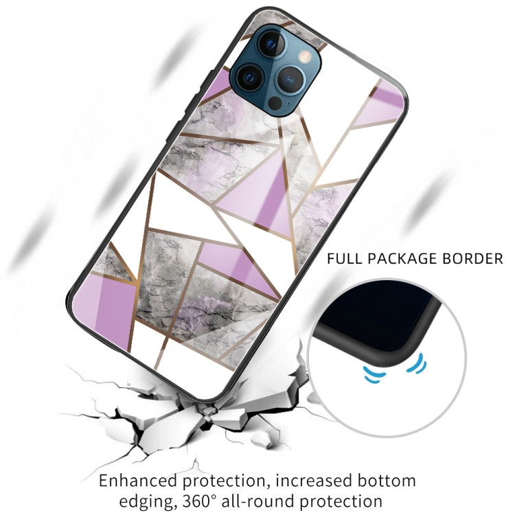 For iPhone 13 Pro Abstract Marble Pattern Glass Protective Case