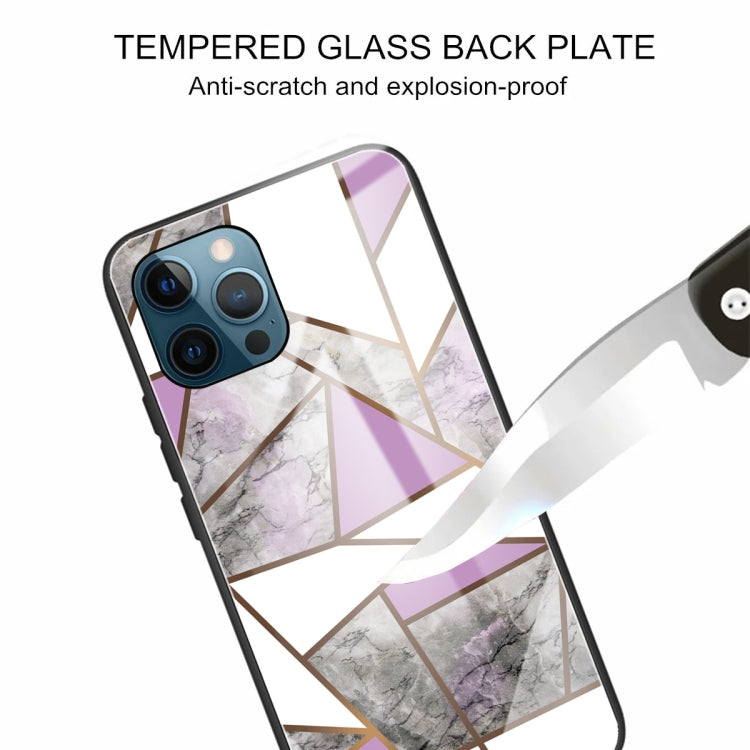 For iPhone 13 Pro Abstract Marble Pattern Glass Protective Case