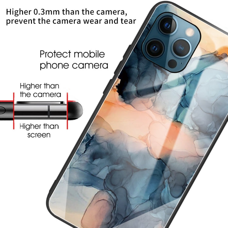 For iPhone 13 Pro Max Abstract Marble Pattern Glass Protective Case