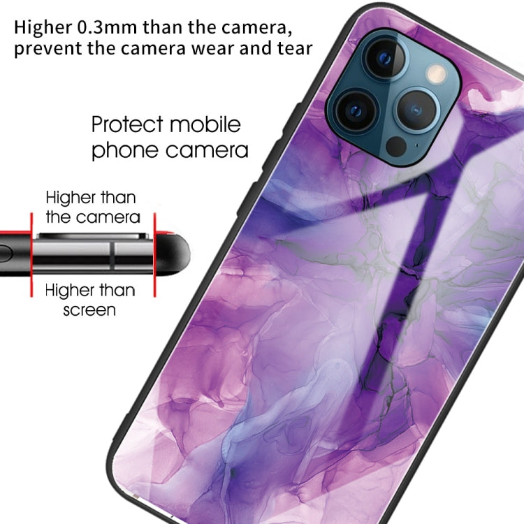 For iPhone 13 Pro Max Abstract Marble Pattern Glass Protective Case