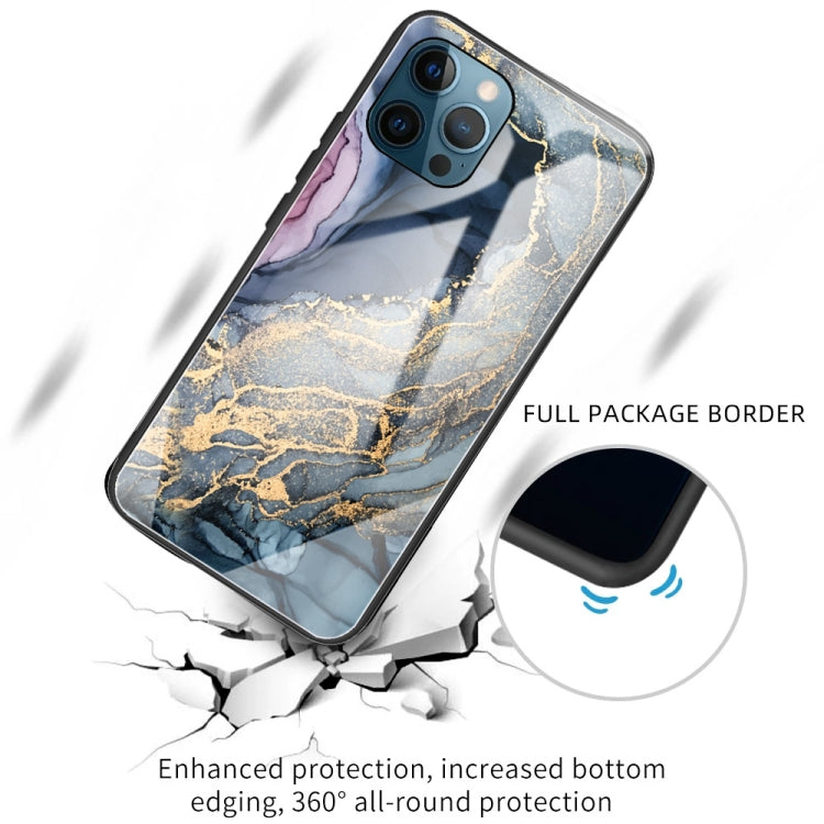 For iPhone 13 Pro Max Abstract Marble Pattern Glass Protective Case