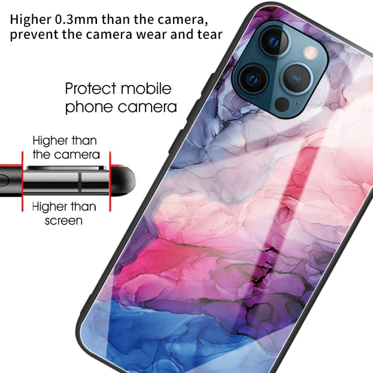 For iPhone 13 Pro Max Abstract Marble Pattern Glass Protective Case