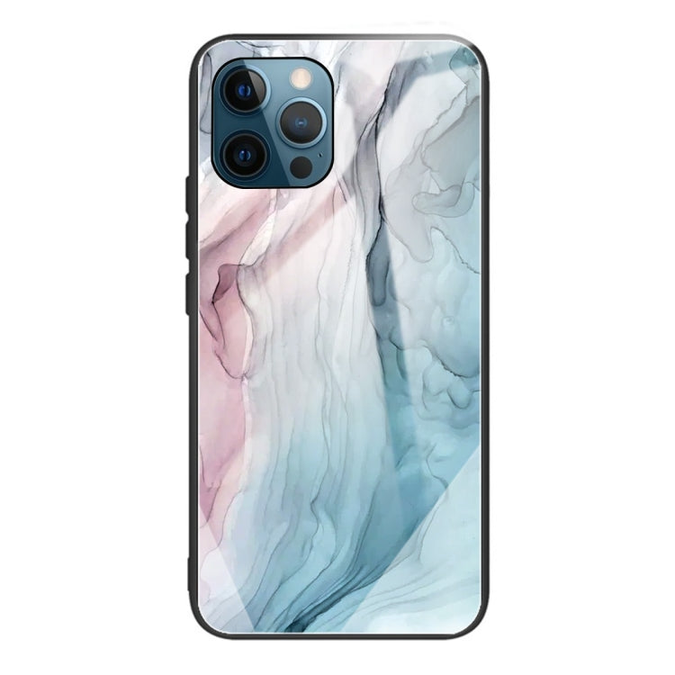 For iPhone 13 Pro Max Abstract Marble Pattern Glass Protective Case
