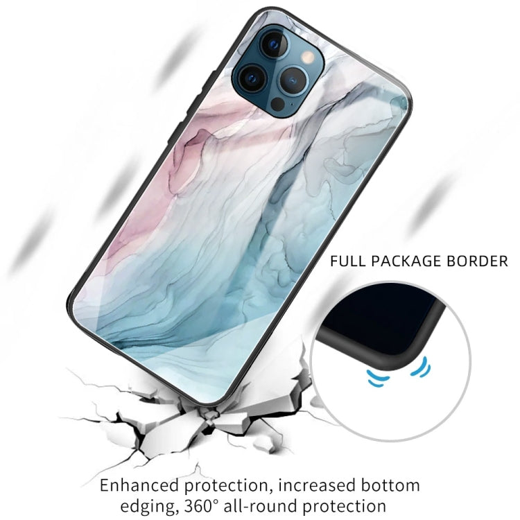 For iPhone 13 Pro Max Abstract Marble Pattern Glass Protective Case