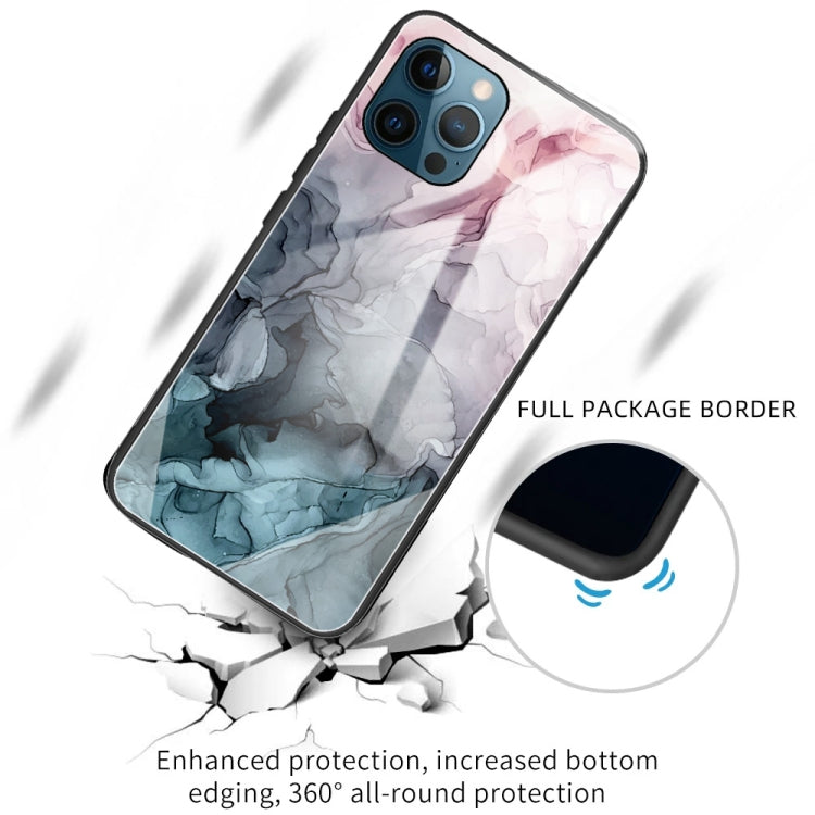 For iPhone 13 Pro Max Abstract Marble Pattern Glass Protective Case