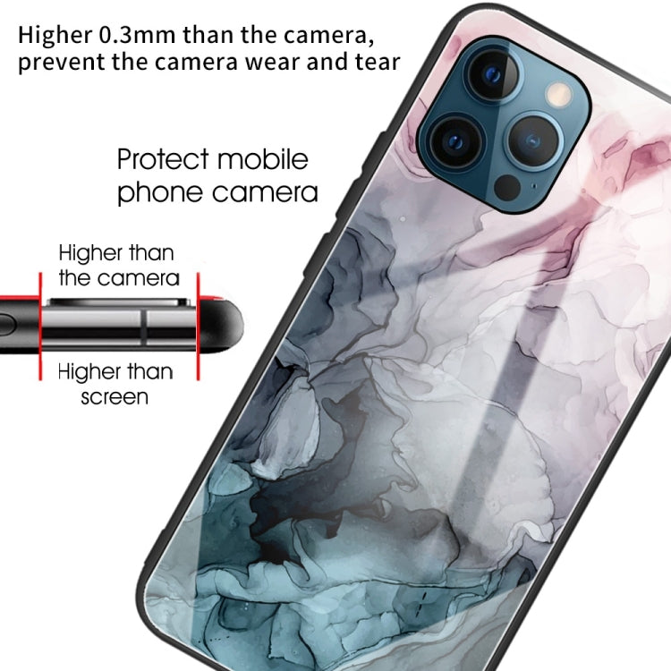 For iPhone 13 Pro Max Abstract Marble Pattern Glass Protective Case