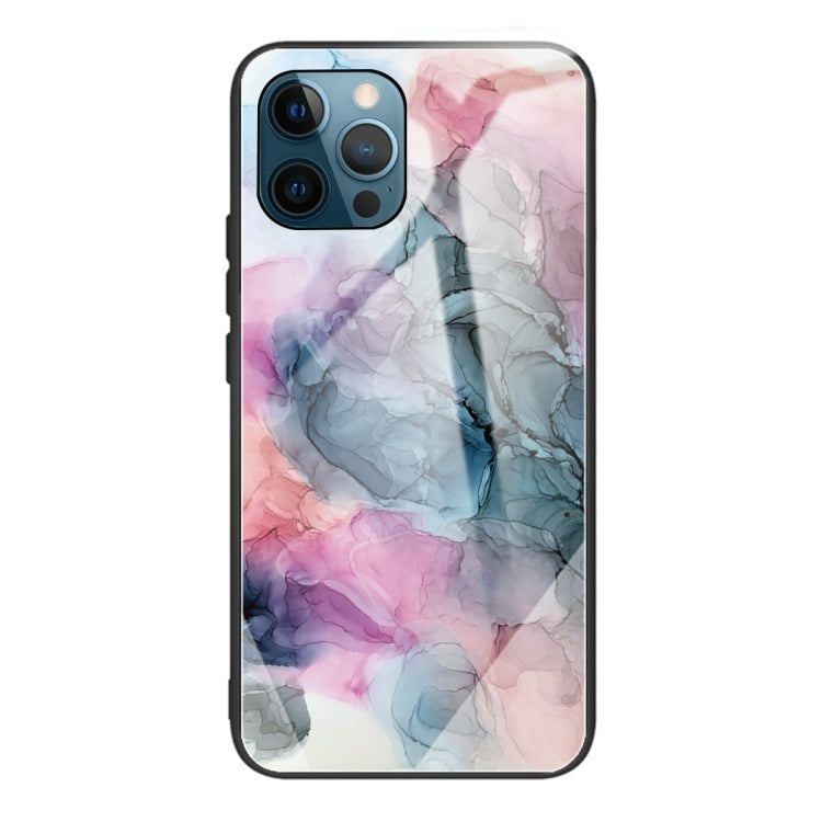 For iPhone 13 Pro Max Abstract Marble Pattern Glass Protective Case