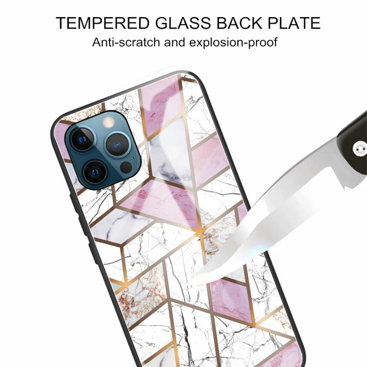 For iPhone 13 Pro Max Abstract Marble Pattern Glass Protective Case