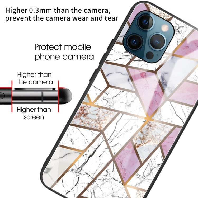 For iPhone 13 Pro Max Abstract Marble Pattern Glass Protective Case
